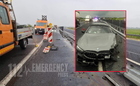 Szalagkorlátnak csapódott egy BMW az M86-os autóúton, Szeleste közelében