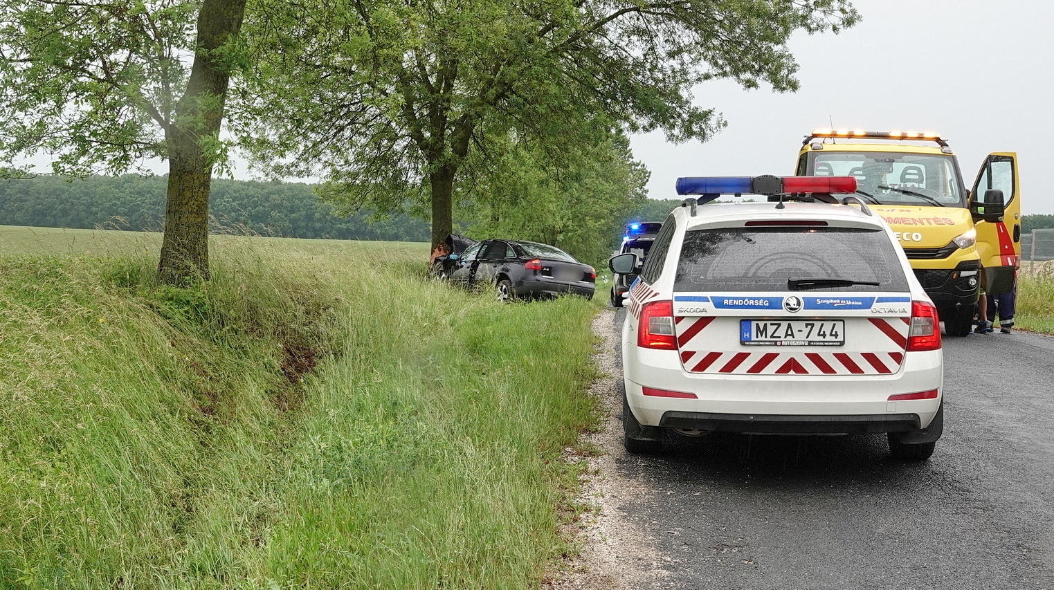 Tűzoltók szabadították ki az Audiból az életveszélyesen megsérült sofőrt Nádasdnál