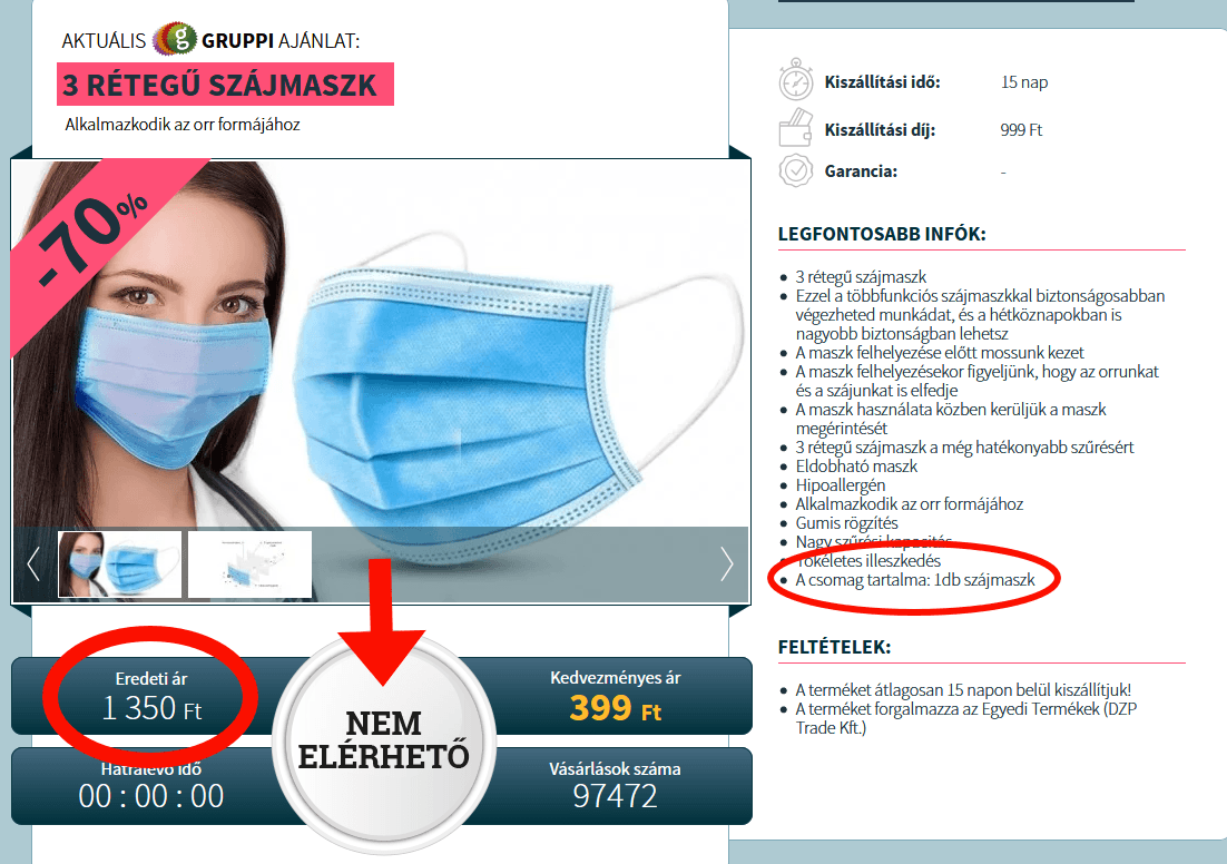 A maszk eredeti ára (?) 1350 forint - januárban még 35 forintért árulták a szakboltok
