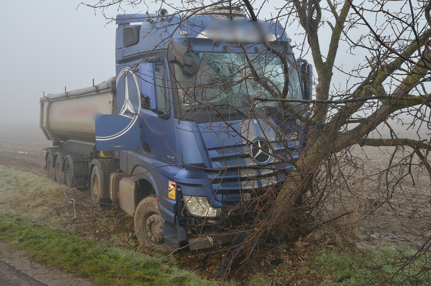 Gyökerestől fordított ki egy nagy fát az ütközésnél egy Mercedes billencs Rábahídvég közelében