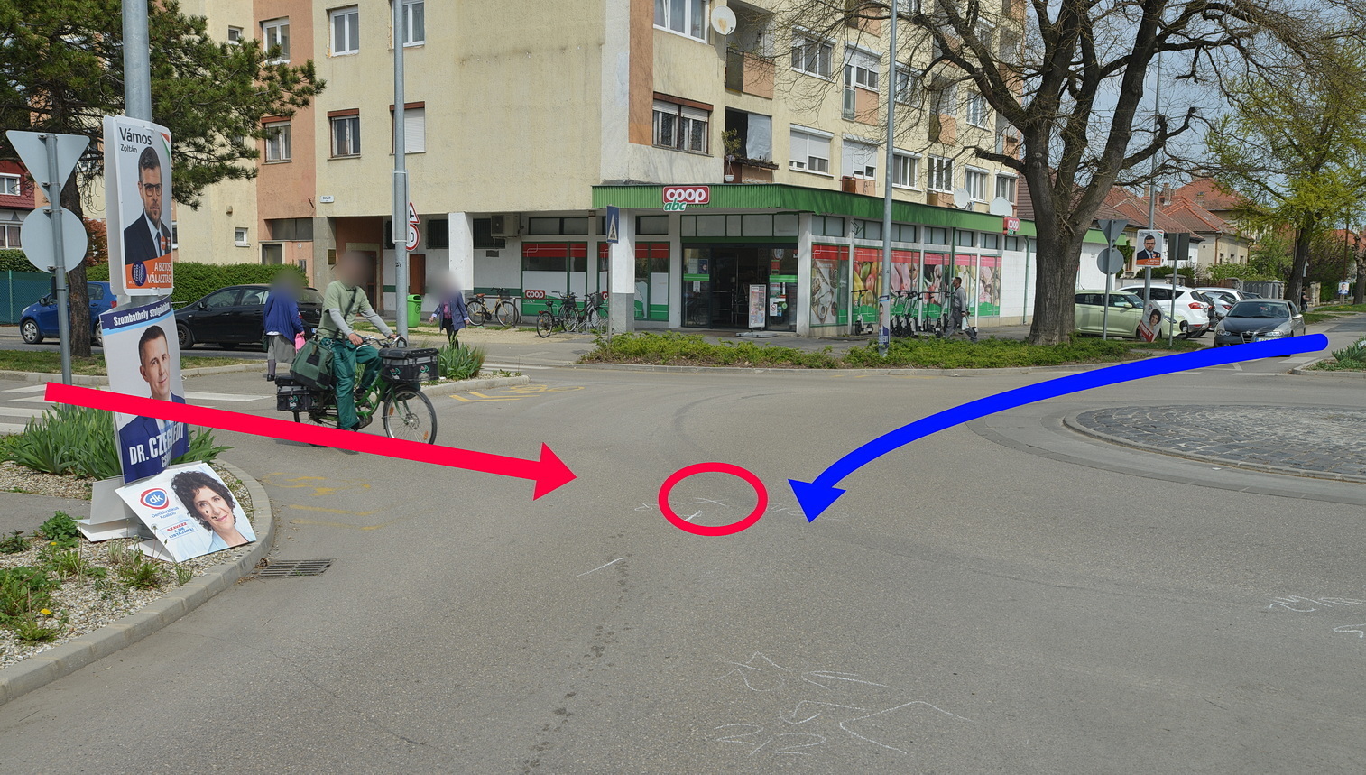 Elektromos rolleres férfit ütött el egy Suzuki a szombathelyi Markusovszky kórháznál lévő  körforgalomban