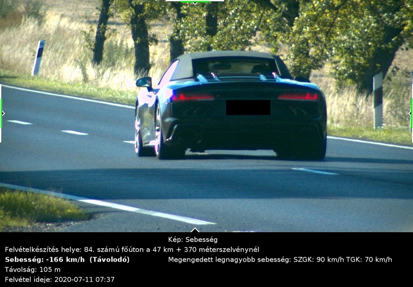 Bemért gyorshajtó a 84-es főút vasi szakaszán