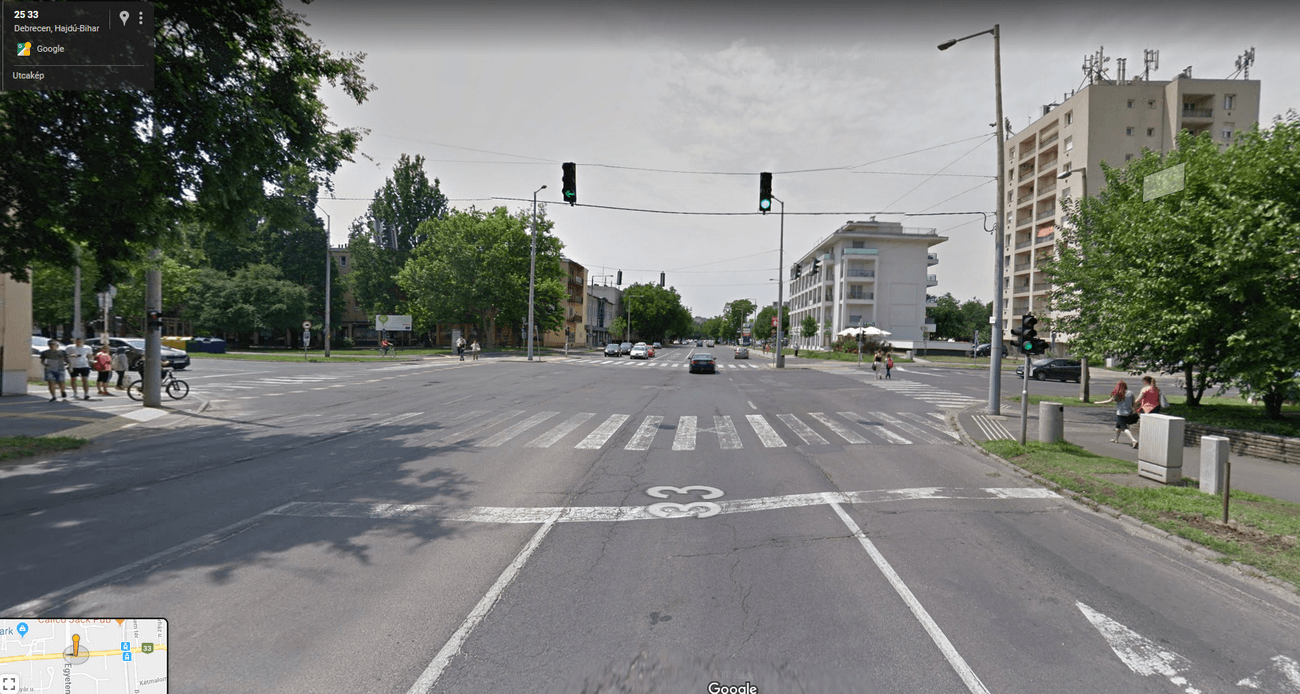 Az érintett kereszteződés Debrecenben Forrás: Google Maps