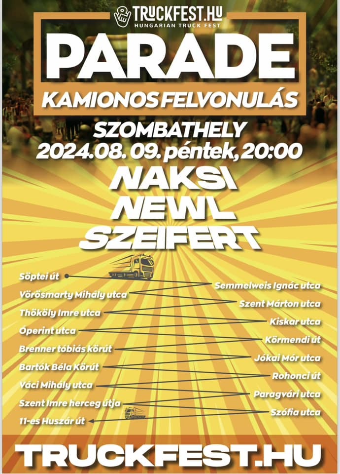 A kamionos felvonulás útvonala