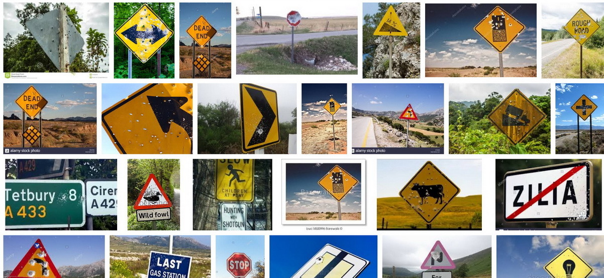 Kilyuggatott jelzőtáblák a nagyvilágban - forrás: Google