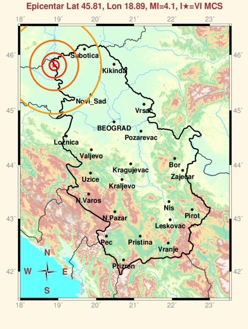 A szerb Köztársasági Szeizmológiai Hivatal képe Forrás: seismo.gov.rs