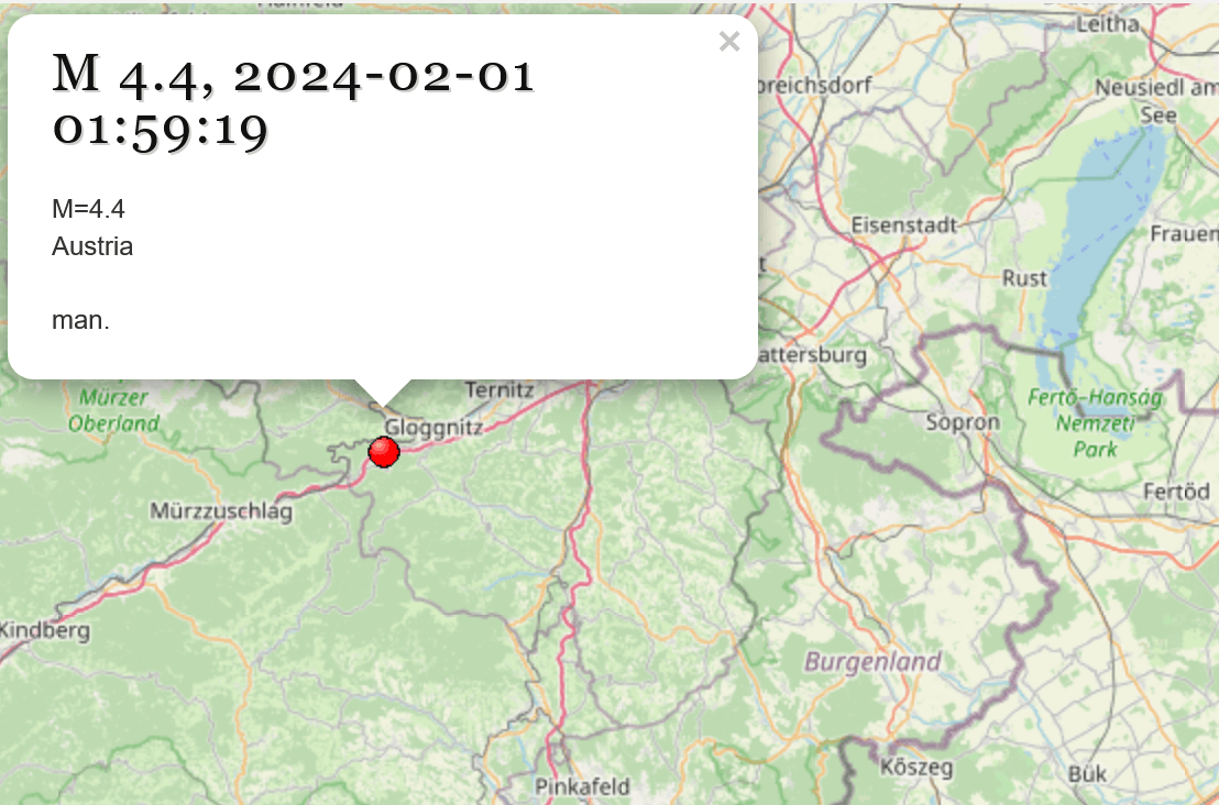 Az Ausztriában kipattant rengést Nyugat-Magyarországon is érezni lehetett Forrás: seismology.hu