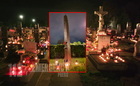 Mécsesek a közlekedési balesetben elhunytak emlékhelyén - légifelvétel két temetőről