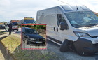 Parkoló BMW-nek ütközött egy Citroen furgon a 8-as főúton, Molnaszecsőd belterületén