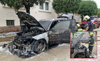 Kiégett egy Mercedes Szombathelyen - nem terjedt át a szomszédos autókra a tűz