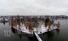 Szombathely belvárosa télen, Csónakázó tó, Derkovits városrész