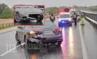 Felhőszakadáskor pördült meg egy Maserati az M86-os autóúton, Szelesténél