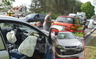 Opel tolt Suzukit egy Lanciának Balogunyomnál, a 86-os főúton