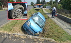 Defektet kapott és árokba hajtott egy Chevrolet a 87-es főúton, Lukácsházán